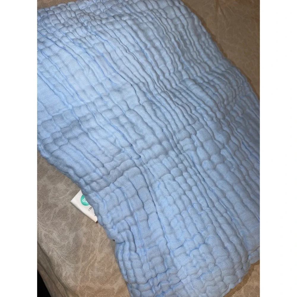 The Fleece Company Muslin Blanket Baby Blue 100% Cotton Large Throw 60x80